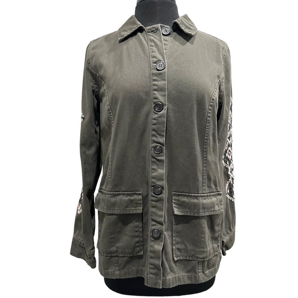 ALTAR’D State Olive Aztec Embroidered Cargo Jacket Sz S